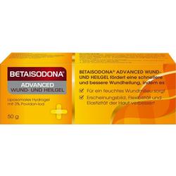 Eine orange-gelbe Verpackung eines Wund- und Heilgels.